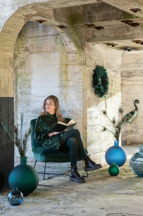 Vaza, Sticla, Verde, 16x16x17 [3]