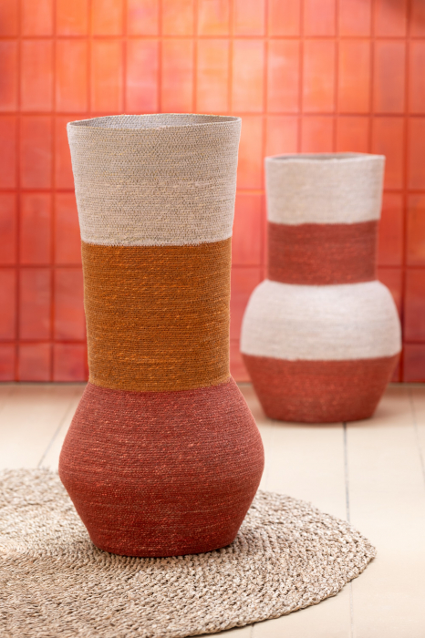 Vază, Stripes, iarbă de mare, natur/Rugina/Teracotă, L 27| W 27| H 68 cm [3]