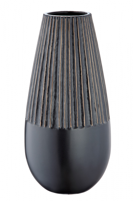 Vaza Strips, ceramica, negru, 16.3×32.5×16.3 cm GILDE imagine 2022 by aka-home.ro