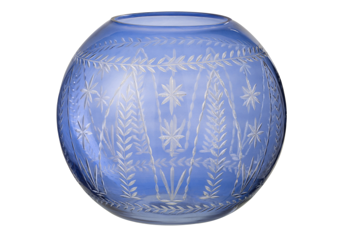 Vază, Tarifa rotundă, Sticlă, Albastra, L 27| W 27| H 26 cm [1]