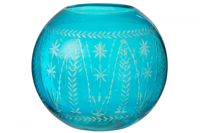 Vază, Tarifa rotundă, Sticlă, Azur, L 27| W 27| H 26 cm [1]