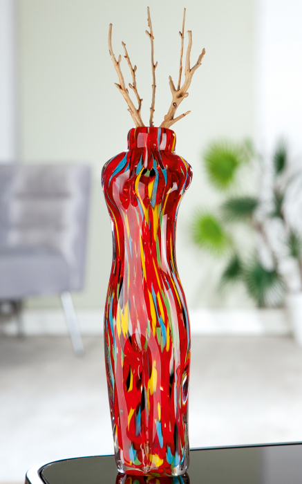 Poza Vaza Torso, sticla, multicolor, 8x30x6 cm
