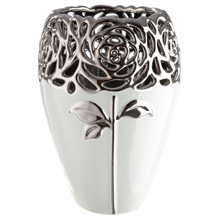 Vaza, trandafir, motiv trandafir, Ceramica, alba, PU 2, H. 23,5 cm, D. 16 cm [4]