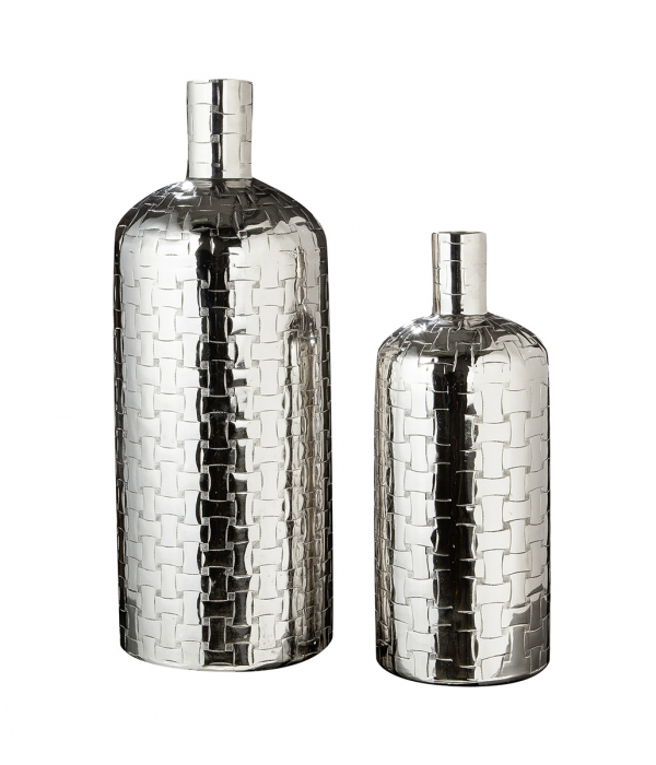 Vaza Treccia, aluminiu, argintiu, 40.5x16 cm [2]