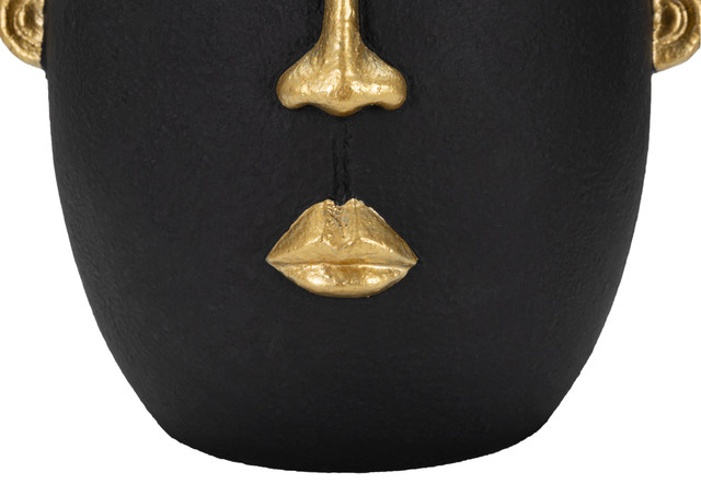 Vaza Tribal -A-, Rasina, Negru/Auriu, 31x24x22 cm [4]