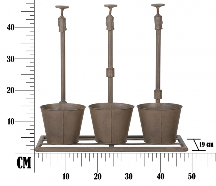 Vaza tripla Industry, fier, maro, 49X19X48 cm [8]
