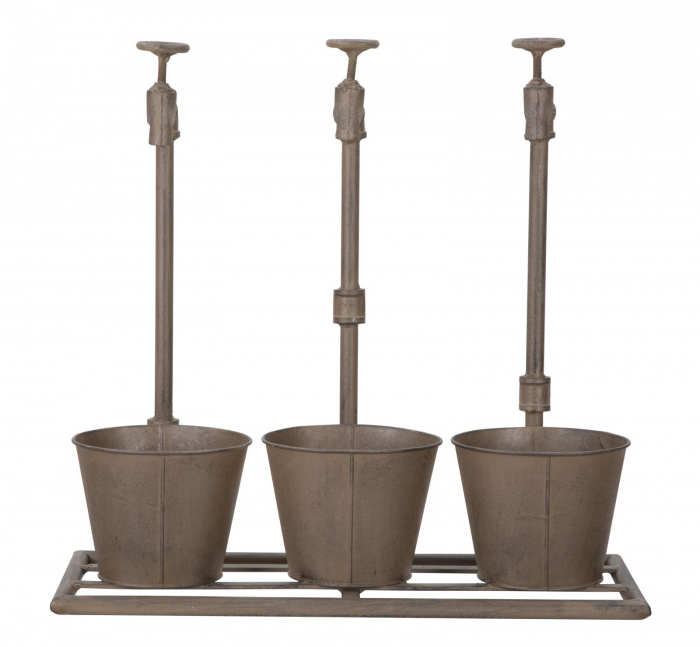 Vaza tripla Industry, fier, maro, 49X19X48 cm [3]