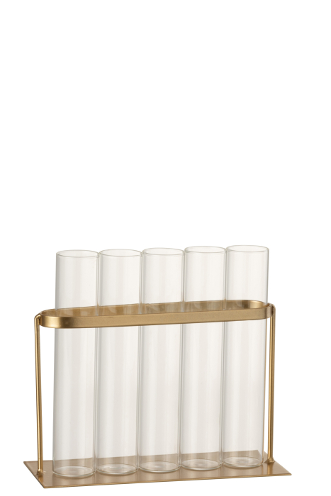 Vaza tube, Metal, Auriu, 17x7x15 [1]