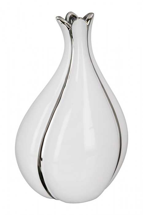 Vaza Tulip, Ceramica, Alb Argintiu, 19.5x12.5x20 cm