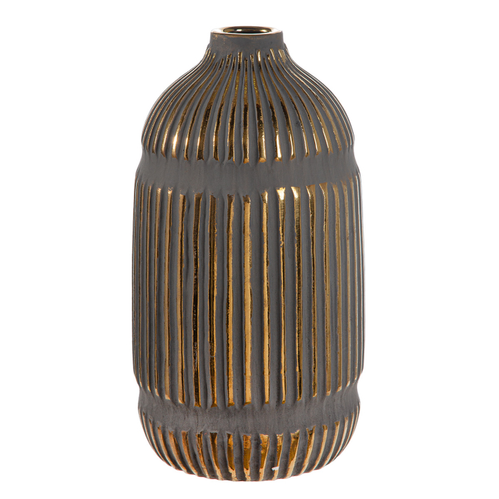 Vaza, "Valencia", cu dungi, ceramica, gri, PU 2, H 32,5 cm, A. 17 cm [3]
