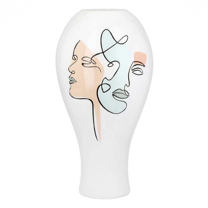 Vază, Voir, Motivul feței, Polyresin, alb, PU 1, H. 36 cm, D. 19 cm [1]