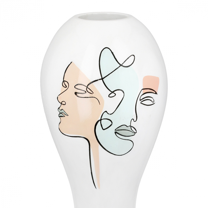 Vază, Voir, Motivul feței, Polyresin, alb, PU 1, H. 36 cm, D. 19 cm [3]