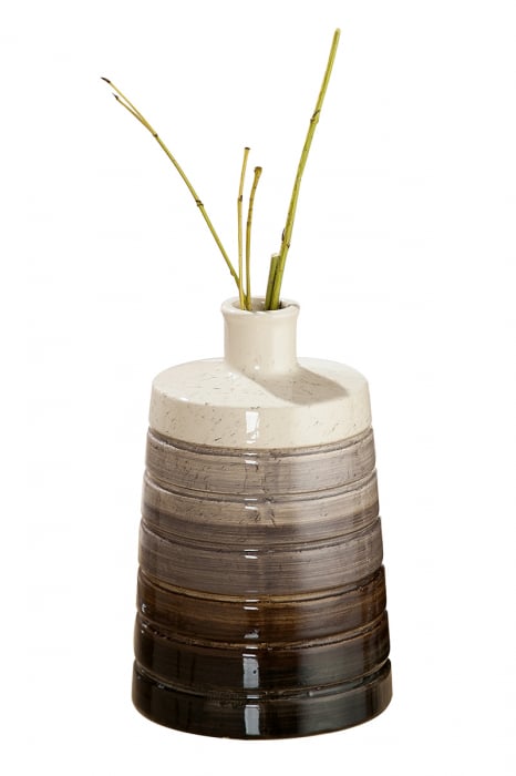 Vaza Volto, ceramica, bej maro, 13x13x20 cm