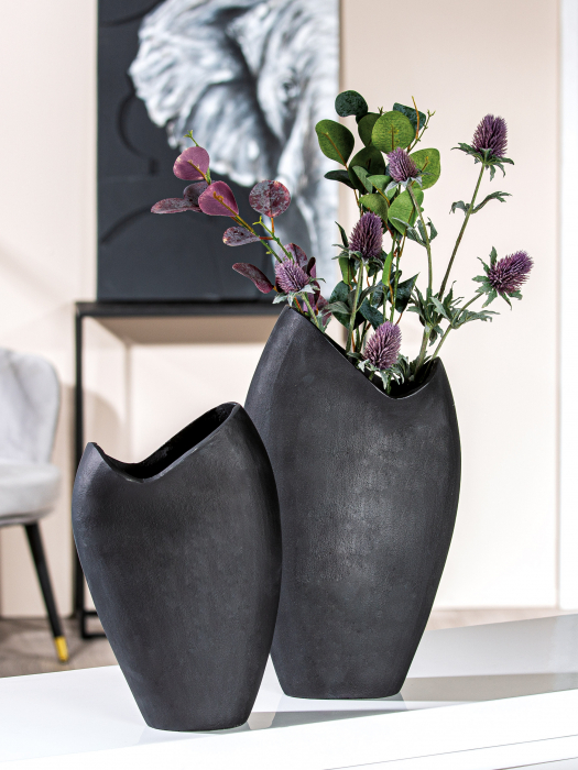 Vaza Vulkano, aluminiu, negru, 21x33x10 cm