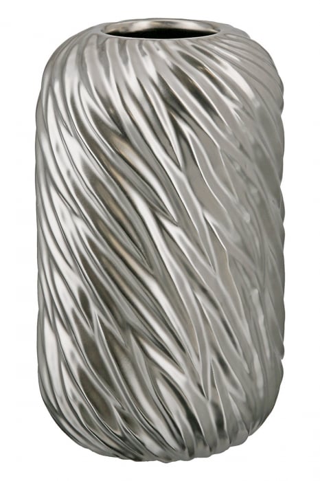 Vaza Wave, Ceramica, Argintiu, 12x12x20 cm