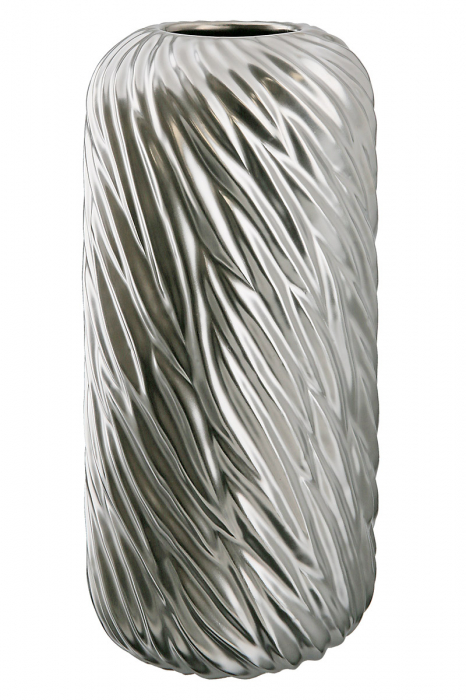 Vaza Wave, Ceramica, Argintiu, 14x14x30 cm