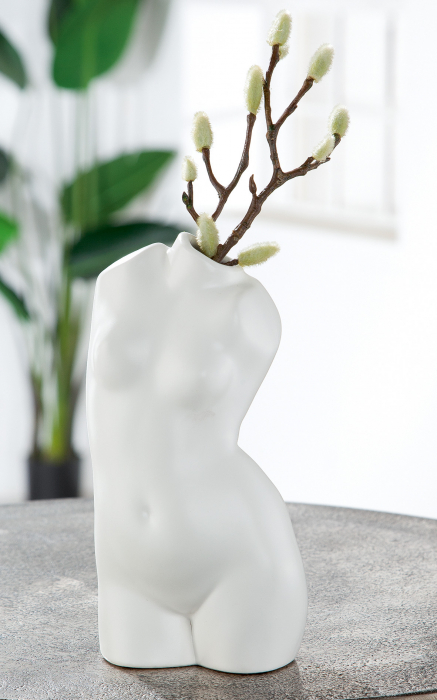 Vaza White Lady, Ceramica, Alb, 10.5x21x9 cm