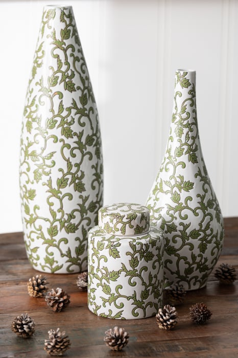 Vază, Yezi Pear Porțelan, Verde/Alb, L 16| W 16| H 43 cm [2]