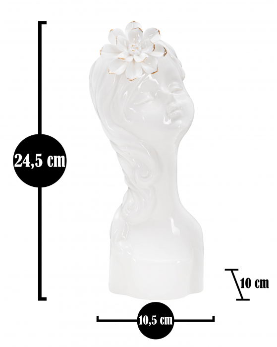 Vaza Young Lady, Portelan, Alb/Auriu, 24.7x10.5x10 cm [6]