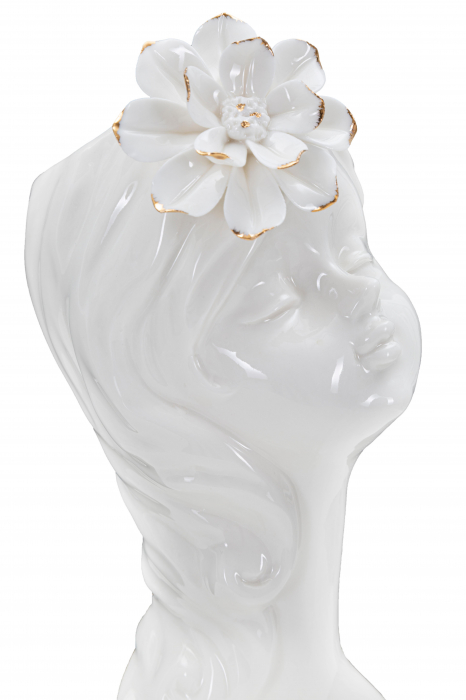 Vaza Young Lady, Portelan, Alb/Auriu, 24.7x10.5x10 cm [4]