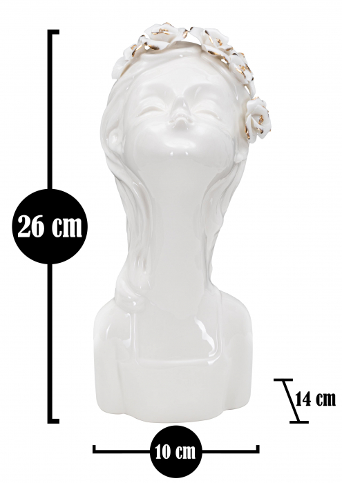 Vaza Young Lady Roses, Portelan, Alb/Auriu, 26x10x14 cm [7]