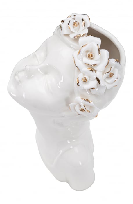 Vaza Young Lady Roses, Portelan, Alb/Auriu, 26x10x14 cm [3]