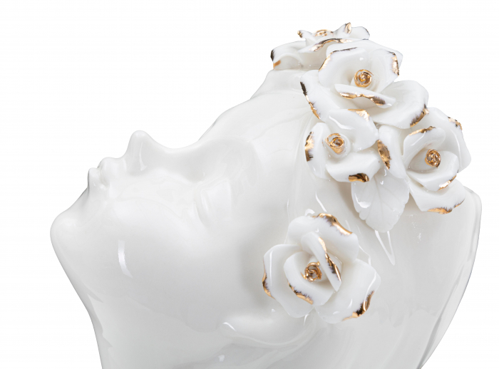 Vaza Young Lady Roses, Portelan, Alb/Auriu, 26x10x14 cm [2]