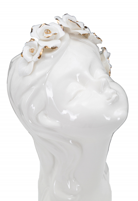 Vaza Young Lady Roses, Portelan, Alb/Auriu, 26x10x14 cm [4]
