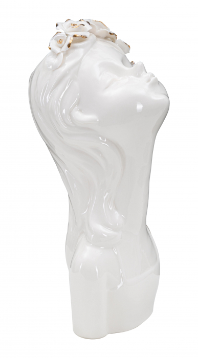 Vaza Young Lady Roses, Portelan, Alb/Auriu, 26x10x14 cm [5]