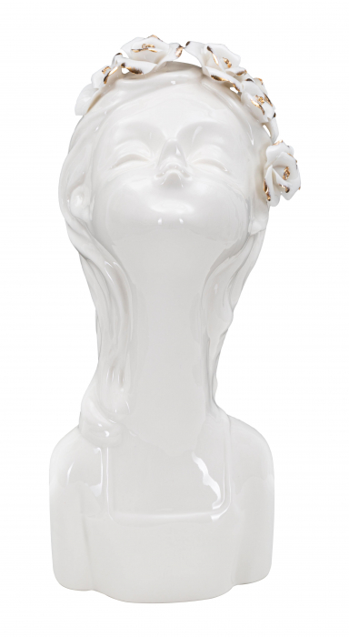 Vaza Young Lady Roses, Portelan, Alb/Auriu, 26x10x14 cm [6]