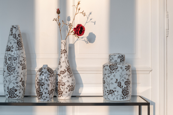 Vază, Zen Ovală Porțelan, Alb/Negru, L 13.5| W 13.5| H 24 cm [3]