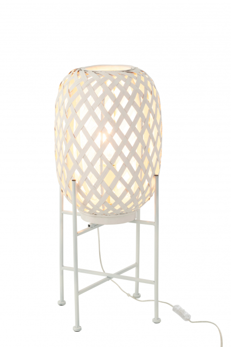 Veioza Bamboo, Lemn, Alb, 26x26x63 cm [2]