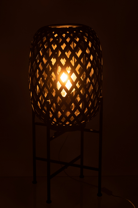 Veioza Bamboo, Lemn, Negru, 32x32x70 cm [3]