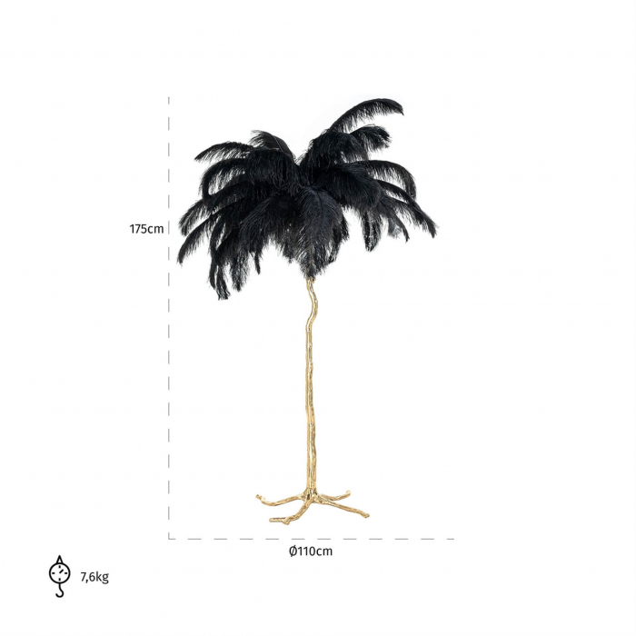 Lampadar Burlesque, Cupru/Pene, Auriu/Negru, 175x110x110 cm [2]