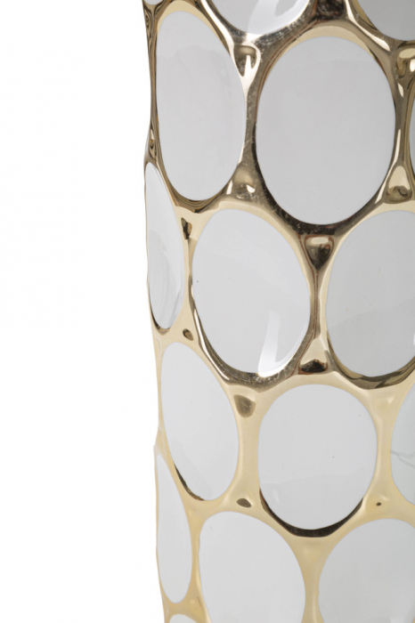 Veioza Carv, Ceramica/Fier, Alb/Auriu, 56x34.5x34.5 cm [4]