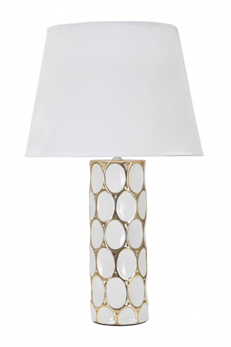 Veioza Carv, Ceramica/Fier, Alb/Auriu, 56x34.5x34.5 cm [2]