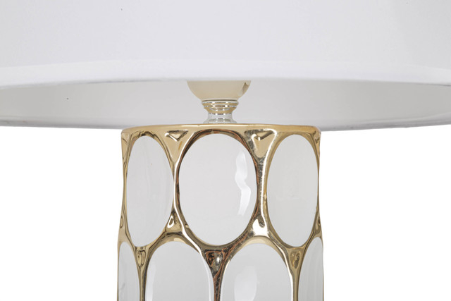 Veioza Carv, Ceramica/Fier, Alb/Auriu, 56x34.5x34.5 cm [3]