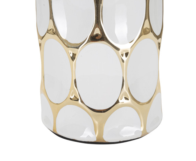 Veioza Carv, Ceramica/Fier, Alb/Auriu, 56x34.5x34.5 cm [5]