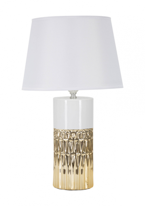 Veioza Elegant, Ceramica/Fier, Alb/Auriu, 48.5x30x30 cm [2]