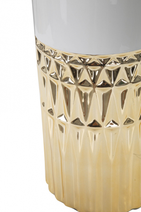 Veioza Elegant, Ceramica/Fier, Alb/Auriu, 48.5x30x30 cm [4]