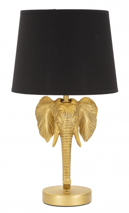 Veioza Elephant, Rasina/Fier/Hartie/Fibre sintetice, Auriu/Negru, 43x25x25 cm [6]