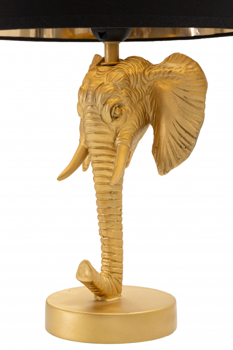 Veioza Elephant, Rasina/Fier/Hartie/Fibre sintetice, Auriu/Negru, 43x25x25 cm [4]