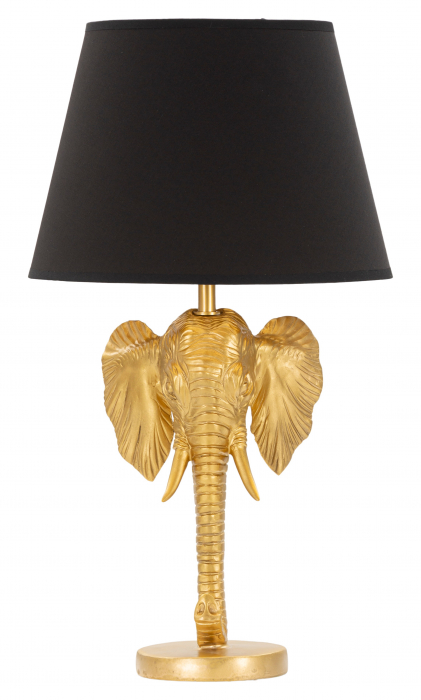 Veioza Elephant, Rasina/Fier/Hartie/Fibre sintetice, Auriu/Negru, 59x32x32 cm [6]
