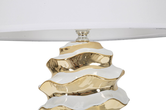Veioza Glam, Ceramica/Fier, Alb/Auriu, 53x33x33 cm [3]