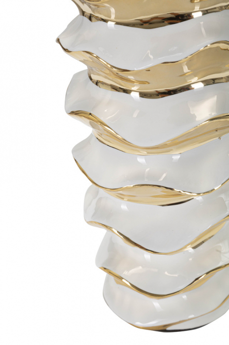 Veioza Glam, Ceramica/Fier, Alb/Auriu, 53x33x33 cm [4]