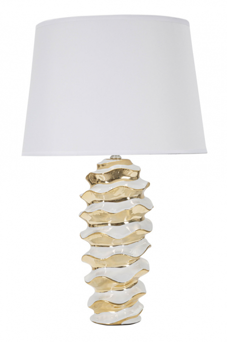 Veioza Glam, Ceramica/Fier, Alb/Auriu, 53x33x33 cm [2]