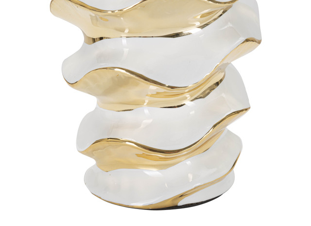 Veioza Glam, Ceramica/Fier, Alb/Auriu, 53x33x33 cm [5]