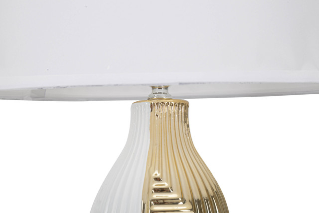 Veioza Glam Line, Ceramica/Fier, Alb/Auriu, 54x33x33 cm [3]
