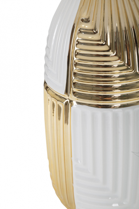 Veioza Glam Line, Ceramica/Fier, Alb/Auriu, 54x33x33 cm [4]