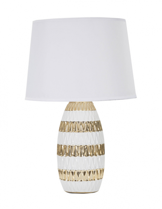 Veioza Glam Mix, Ceramica/Fier, Alb/Auriu, 50x33x33 cm [2]